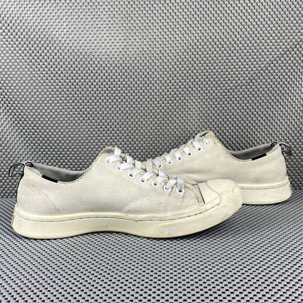 Converse Jack Purcell Shoes Mens 7 Womens 8.5 White Lace Up Low Top Sneakers - Picture 4 of 10